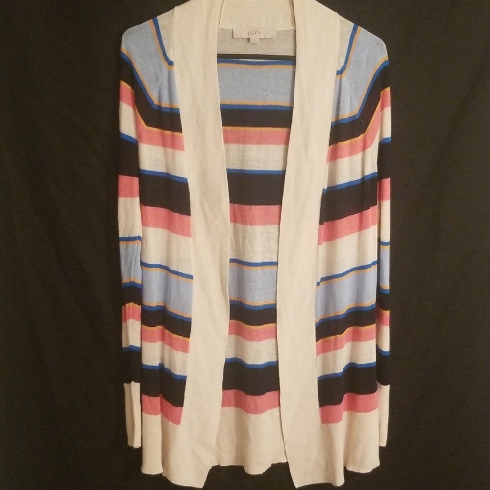 ❤LOFT multicolored striped lightweight cardigan❤